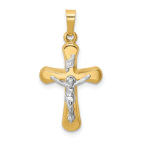 14k Two-tone Polished Rounded Crucifix Pendant-XR1662