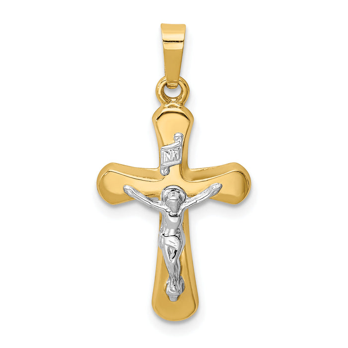 14k Two-tone Polished Rounded Crucifix Pendant-XR1662