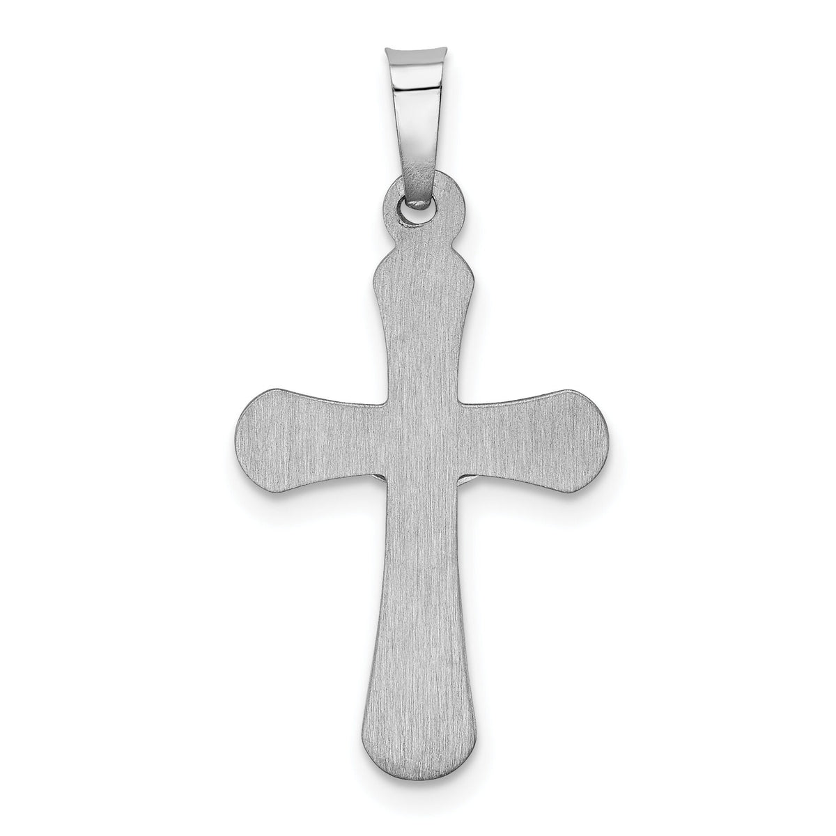 14k White Gold Polished INRI Rounded Crucifix Pendant-XR1663