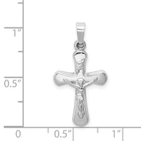 14k White Gold Polished INRI Rounded Crucifix Pendant-XR1663