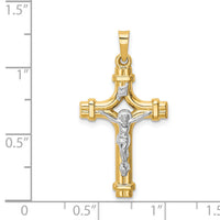14k Two-tone Polished INRI Crucifix Pendant-XR1664