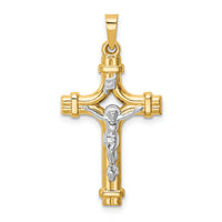 14k Two-tone Polished INRI Crucifix Pendant-XR1664