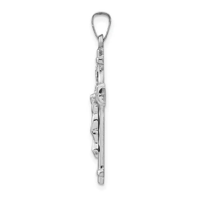 14k White Gold Polished INRI Crucifix Pendant-XR1665