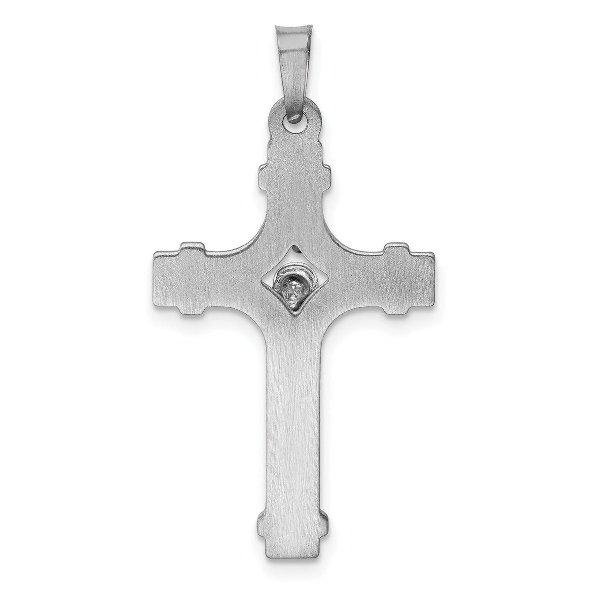 14k White Gold Polished INRI Crucifix Pendant-XR1665