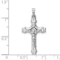 14k White Gold Polished INRI Crucifix Pendant-XR1665