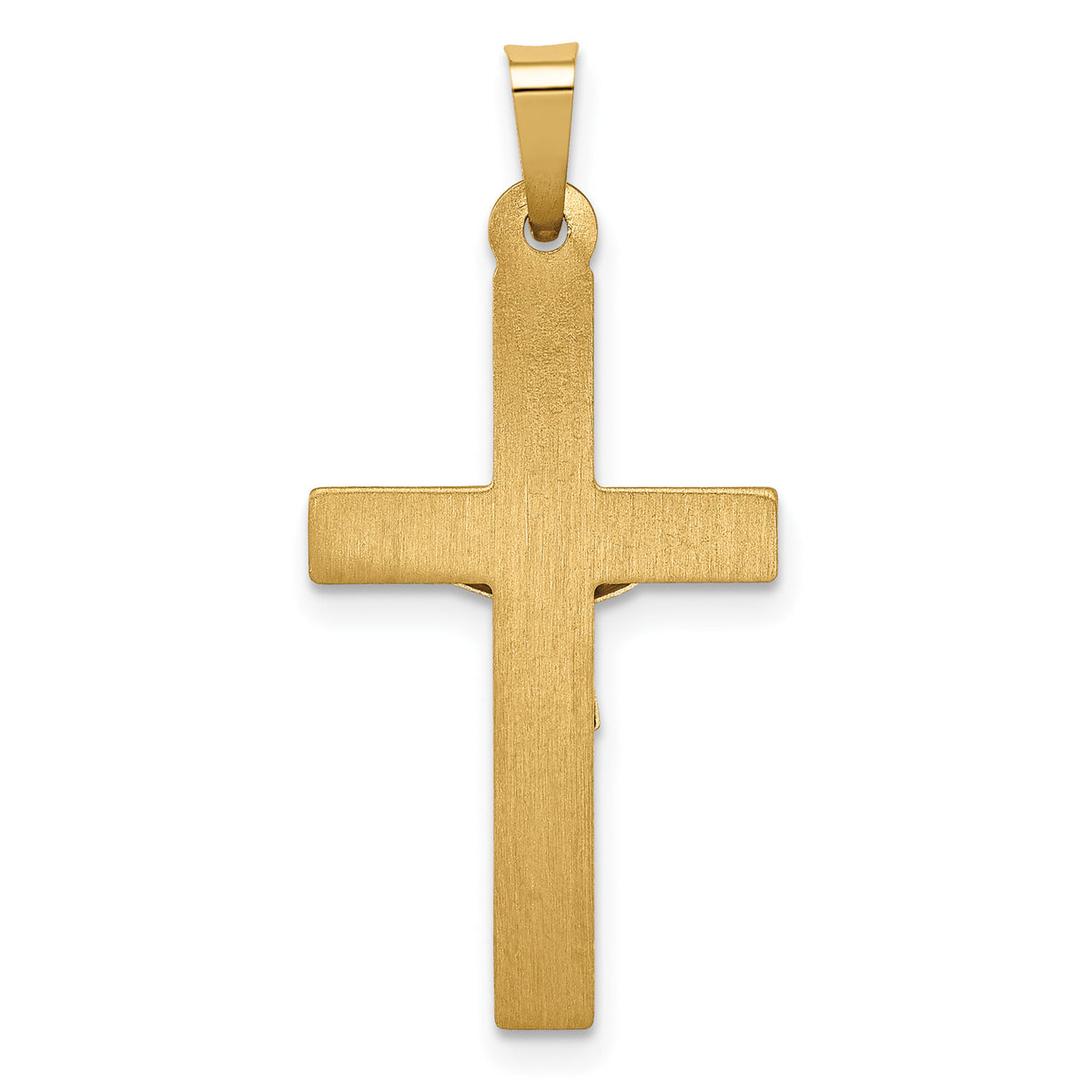 14k Two-tone Polished Lattice Textured INRI Crucifix Pendant-XR1666