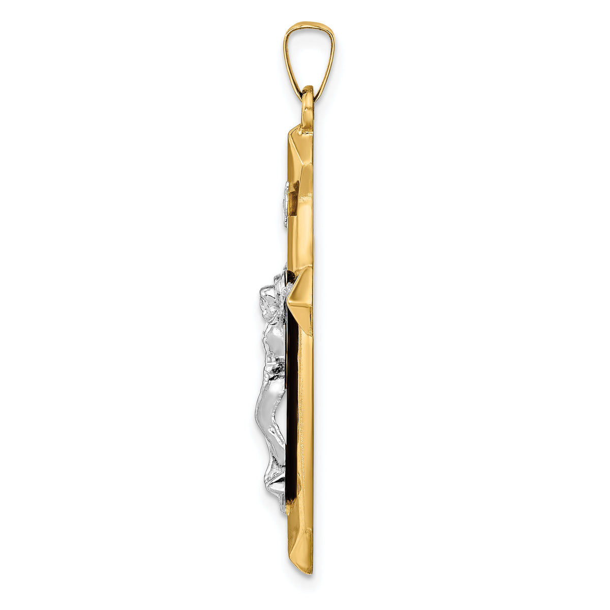 14k Two-tone Polished INRI Crucifix Pendant-XR1667