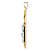14k Two-tone Polished INRI Crucifix Pendant-XR1667
