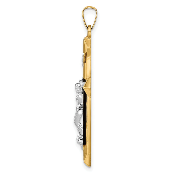 14k Two-tone Polished INRI Crucifix Pendant-XR1667