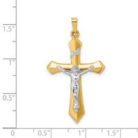 14k Two-tone Polished INRI Crucifix Pendant-XR1667