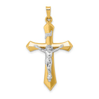 14k Two-tone Polished INRI Crucifix Pendant-XR1667