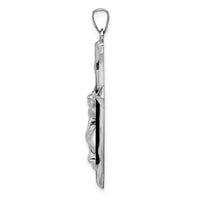 14k White Gold Polished INRI Passion Crucifix Pendant-XR1668