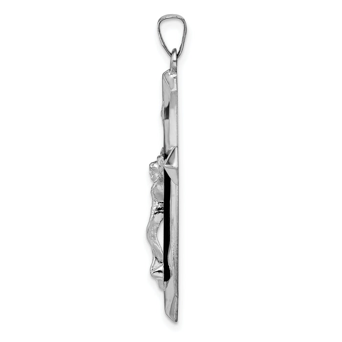 14k White Gold Polished INRI Passion Crucifix Pendant-XR1668