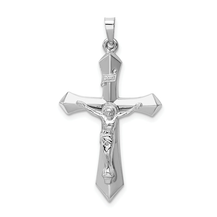 14k White Gold Polished INRI Passion Crucifix Pendant-XR1668