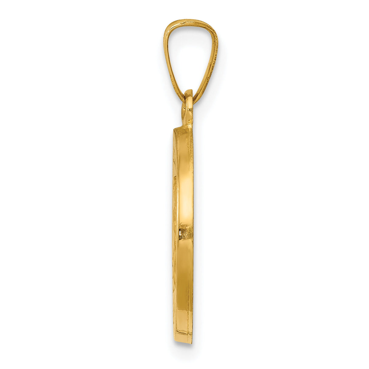 14K Polished Satin Hollow Divino Nino Round Medal Pendant-XR1670