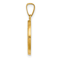 14K Polished Satin Hollow Divino Nino Round Medal Pendant-XR1670