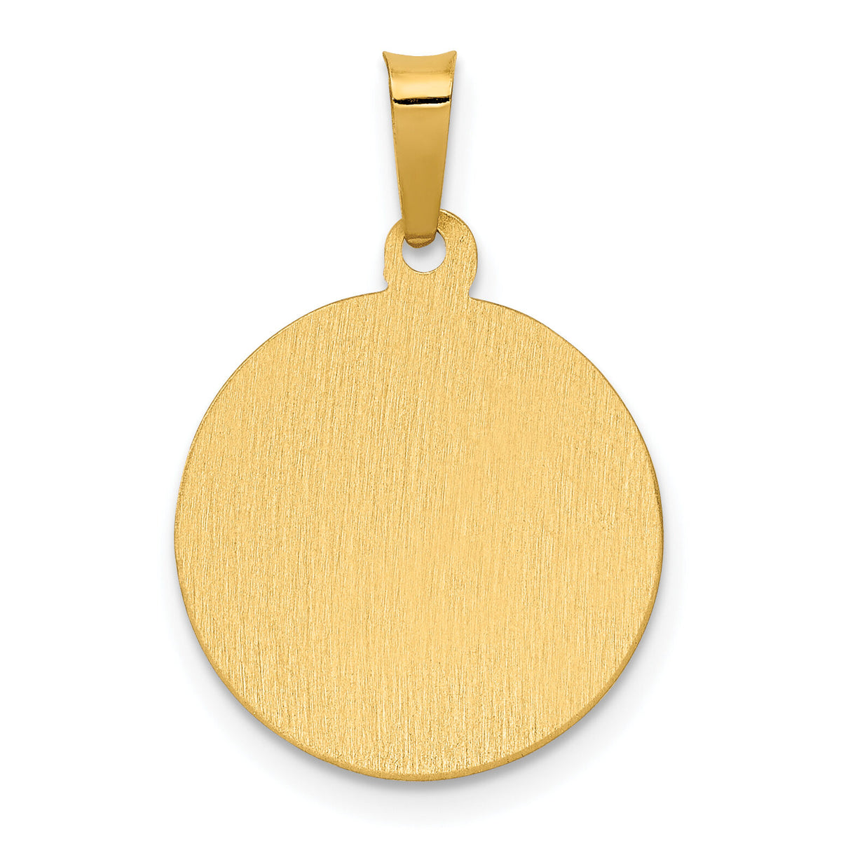 14K Polished Satin Hollow Divino Nino Round Medal Pendant-XR1670