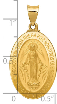 14k Polished and Satin Hollow Spanish Miraculous Medal Pendant-XR1672