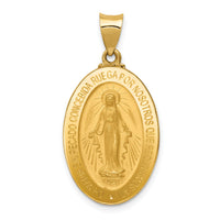 14k Polished and Satin Hollow Spanish Miraculous Medal Pendant-XR1672