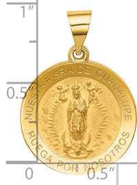 14K Polished/Satin Spanish Our Lady Guadalupe Hollow Medal-XR1673