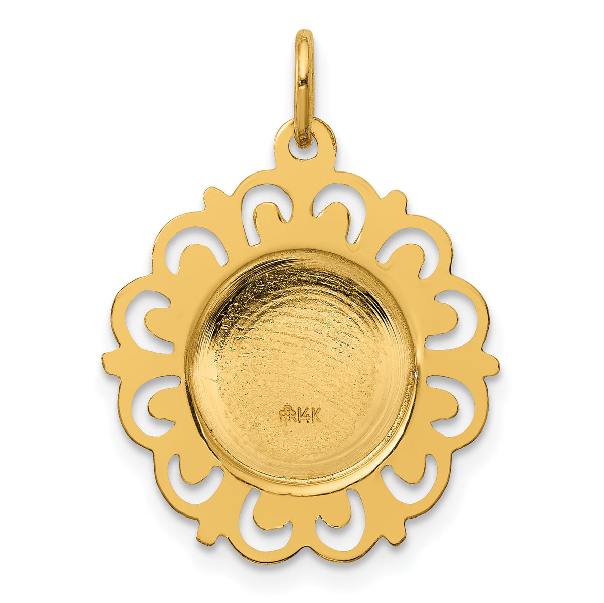 14k Polished/Satin Spanish Guardian Angel Medal Hollow Pendant-XR1676