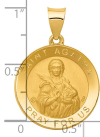 14K Polished/Satin St. Agatha Hollow Medal Pendant-XR1677
