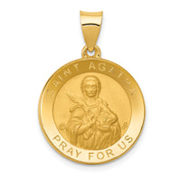 14K Polished/Satin St. Agatha Hollow Medal Pendant-XR1677