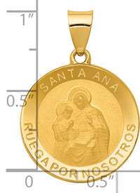 14K Polished/Satin Hollow Spanish Saint Anne Medal Pendant-XR1678