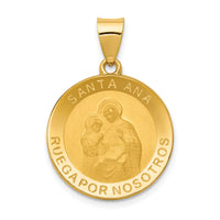 14K Polished/Satin Hollow Spanish Saint Anne Medal Pendant-XR1678