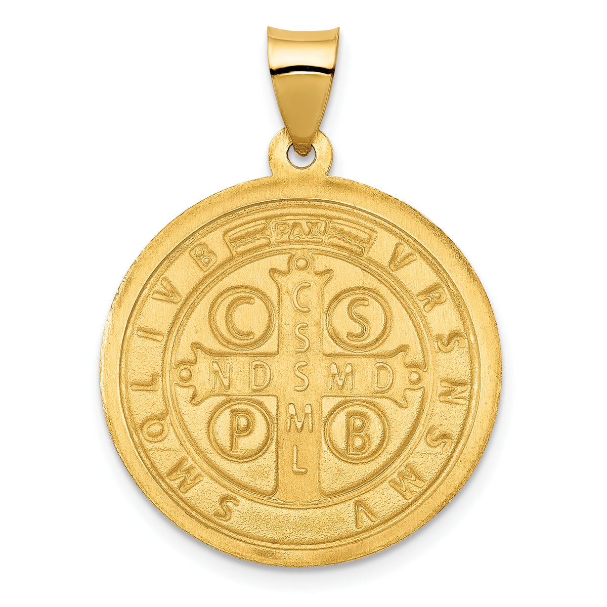 14K Polished/Satin St. Benedict Reversible Hollow Medal-XR1680