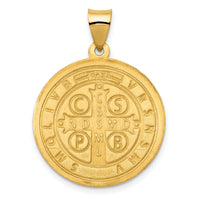 14K Polished/Satin St. Benedict Reversible Hollow Medal-XR1680