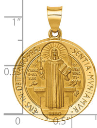 14K Polished/Satin St. Benedict Reversible Hollow Medal-XR1680