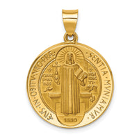 14K Polished/Satin St. Benedict Reversible Hollow Medal-XR1680