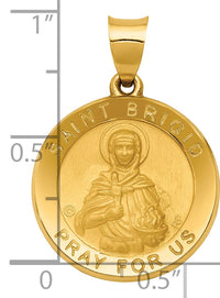 14K Polished/Satin St. Brigid Hollow Medal Pendant-XR1681