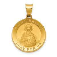 14K Polished/Satin St. Brigid Hollow Medal Pendant-XR1681