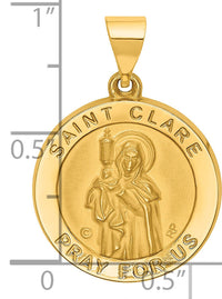 14K Polished/Satin St. Clare Hollow Medal Pendant-XR1684