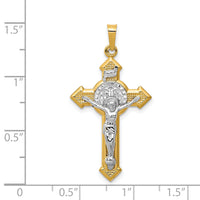 14k w/Rhodium St. Benedict Hollow Medal INRI Crucifix Pendant-XR1685