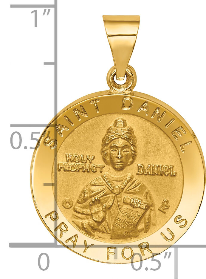 14K Polished/Satin St. Daniel Hollow Medal Pendant-XR1687