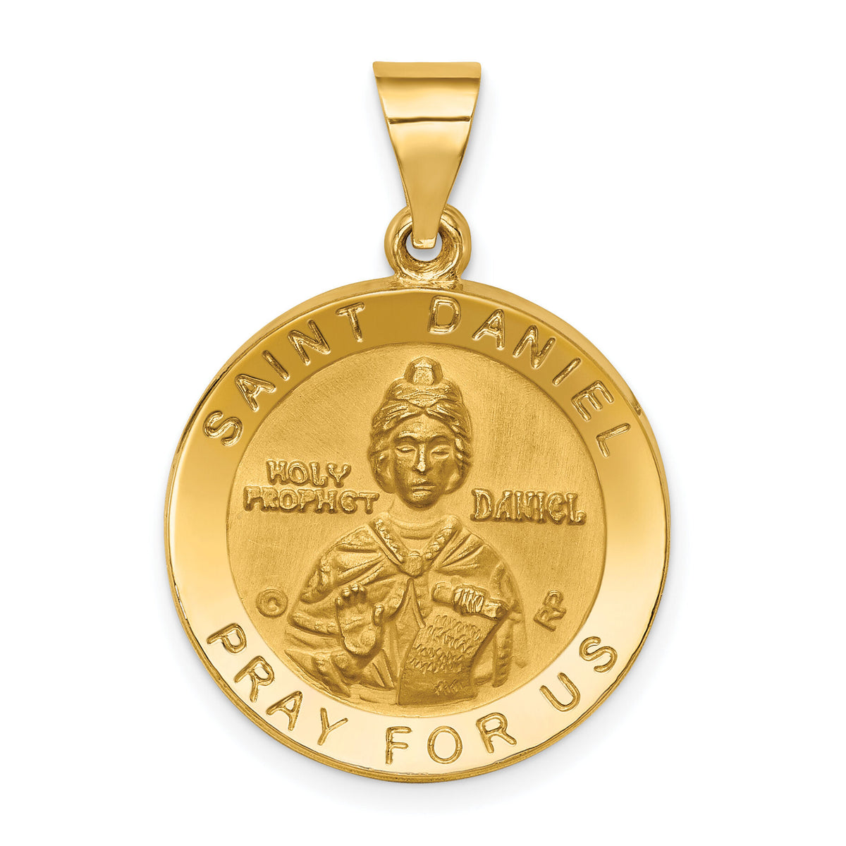 14K Polished/Satin St. Daniel Hollow Medal Pendant-XR1687