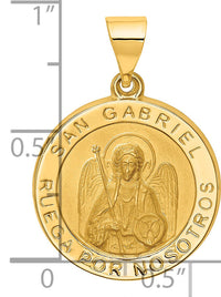 14K Polished/Satin Hollow Spanish St. Gabriel Medal Pendant-XR1688