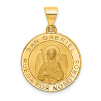 14K Polished/Satin Hollow Spanish St. Gabriel Medal Pendant-XR1688