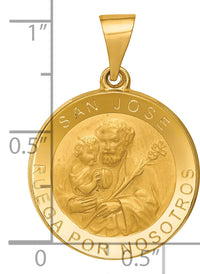14K Polished/Satin Hollow Spanish San Jose Medal Pendant-XR1689