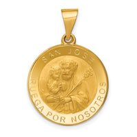 14K Polished/Satin Hollow Spanish San Jose Medal Pendant-XR1689