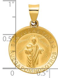 14K Polished / Satin Hollow Spanish St. Jude Thaddeus Medal-XR1690