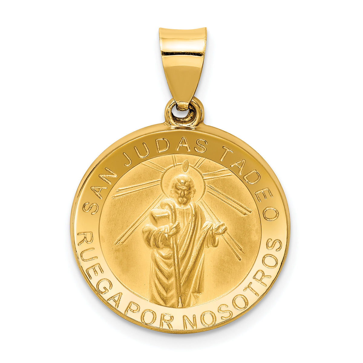 14K Polished / Satin Hollow Spanish St. Jude Thaddeus Medal-XR1690