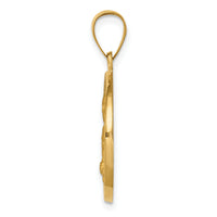 14K Polished / Satin St. Kateri Hollow Medal Pendant-XR1691