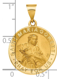 14K Polished / Satin St. Maria Goretti Hollow Medal Pendant-XR1692