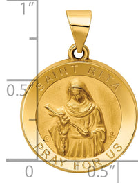 14K Polished / Satin St. Rita Hollow Medal Pendant-XR1694