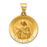 14K Polished / Satin St. Rita Hollow Medal Pendant-XR1694