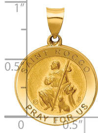14K Polished / Satin St. Rocco Hollow Medal Pendant-XR1695